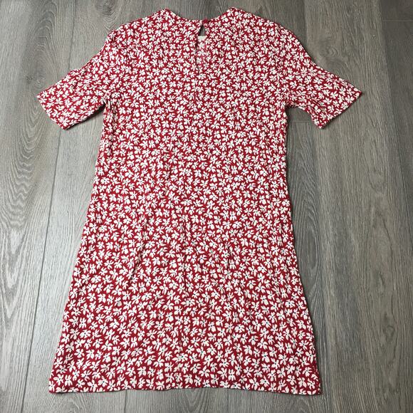 Reformation Midi Dress Floral Short Sleeve Viscose Blend USA Made Red Medium - Picture 3 of 7
